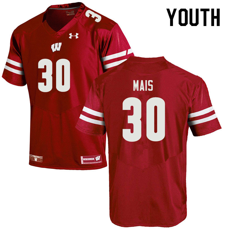 Wisconsin Badgers Youth #30 Tyler Mais NCAA Under Armour Authentic Red College Stitched Football Jersey OA40V72KT